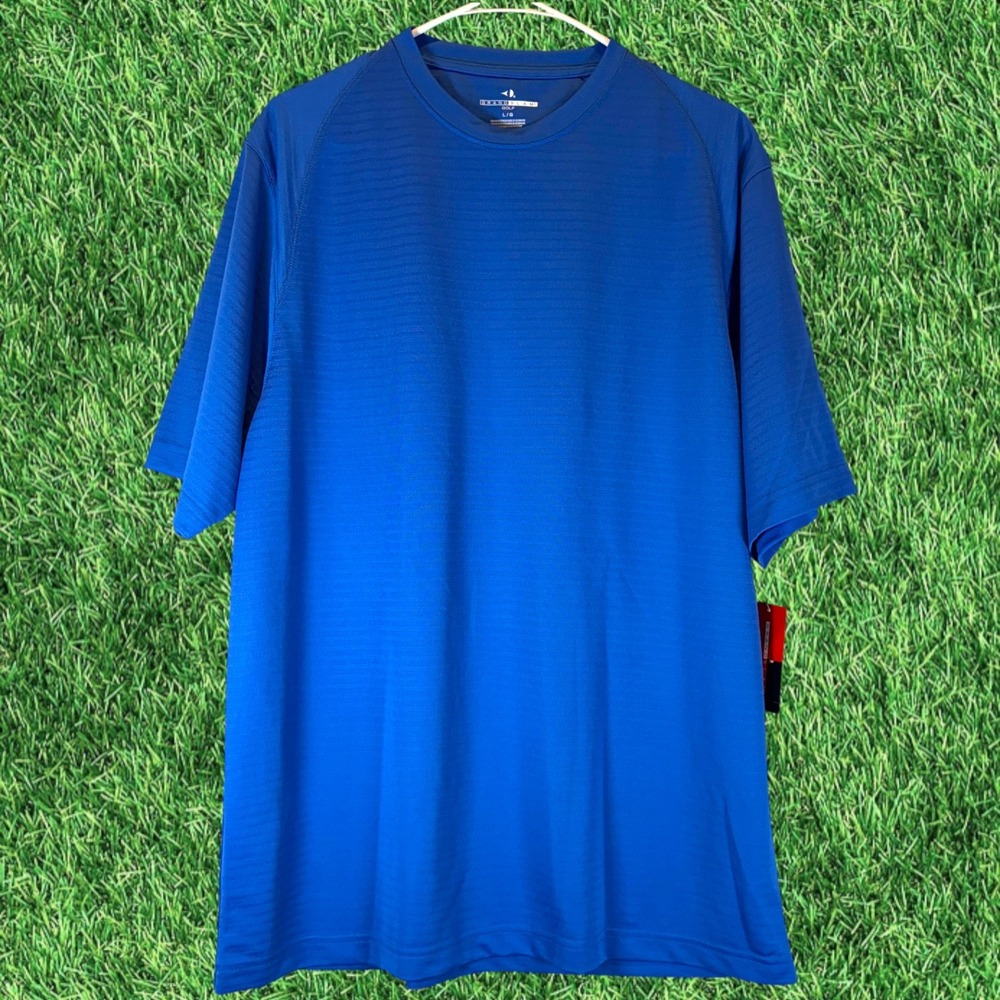 NWT Grand Slam Performance Golf Crew Neck Shirt Mens Large Blue Moisture Wicking